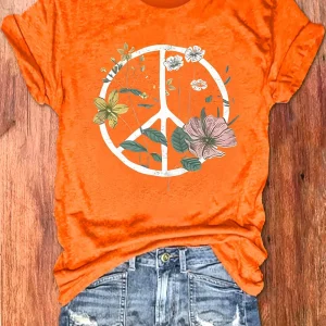 Women's T-shirt Summer Round Neck Short Sleeved Loose Top Butterfly Flower Pattern Elegant Clothing Women's Party T-shirt